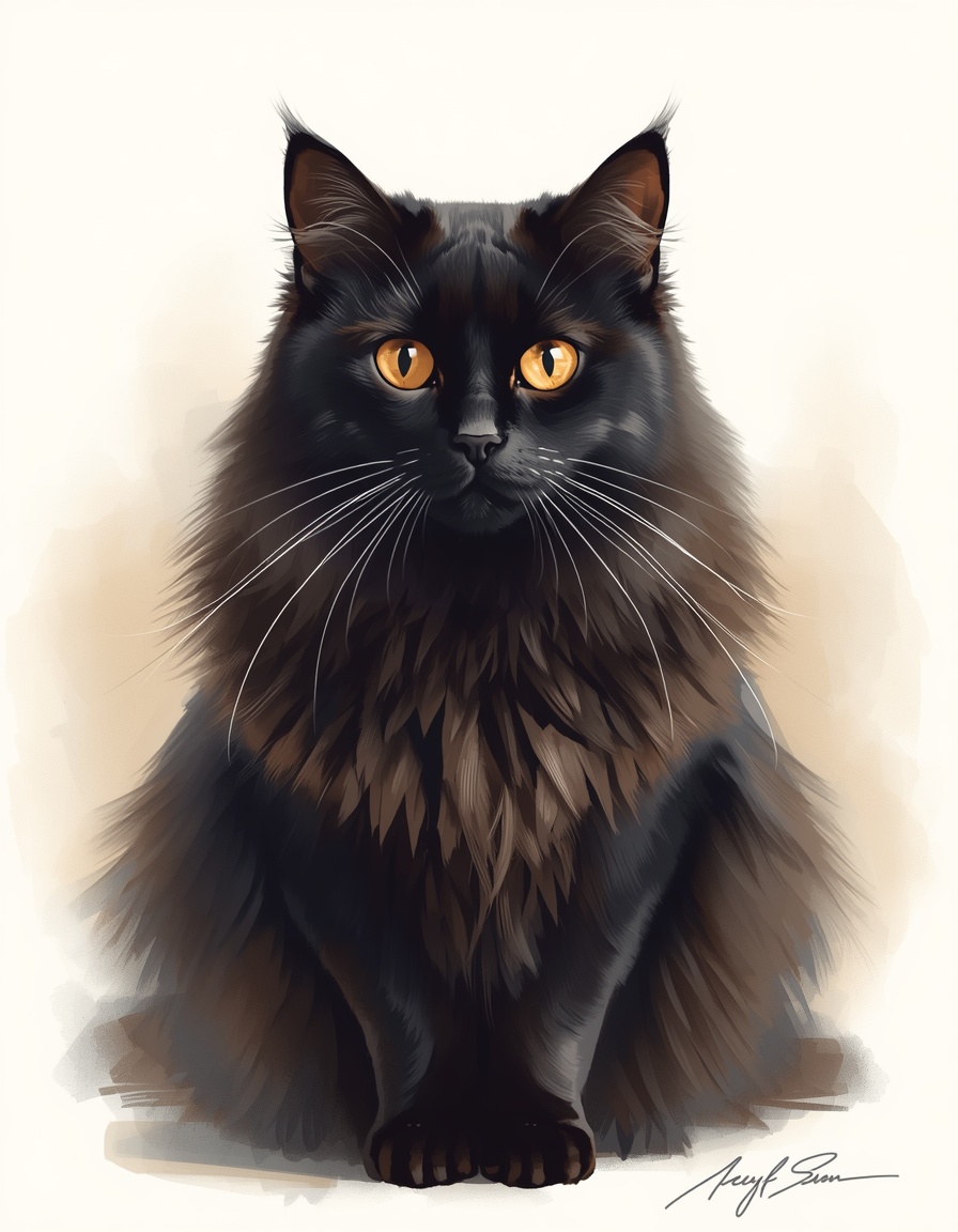 Personalized portrait of a black cat