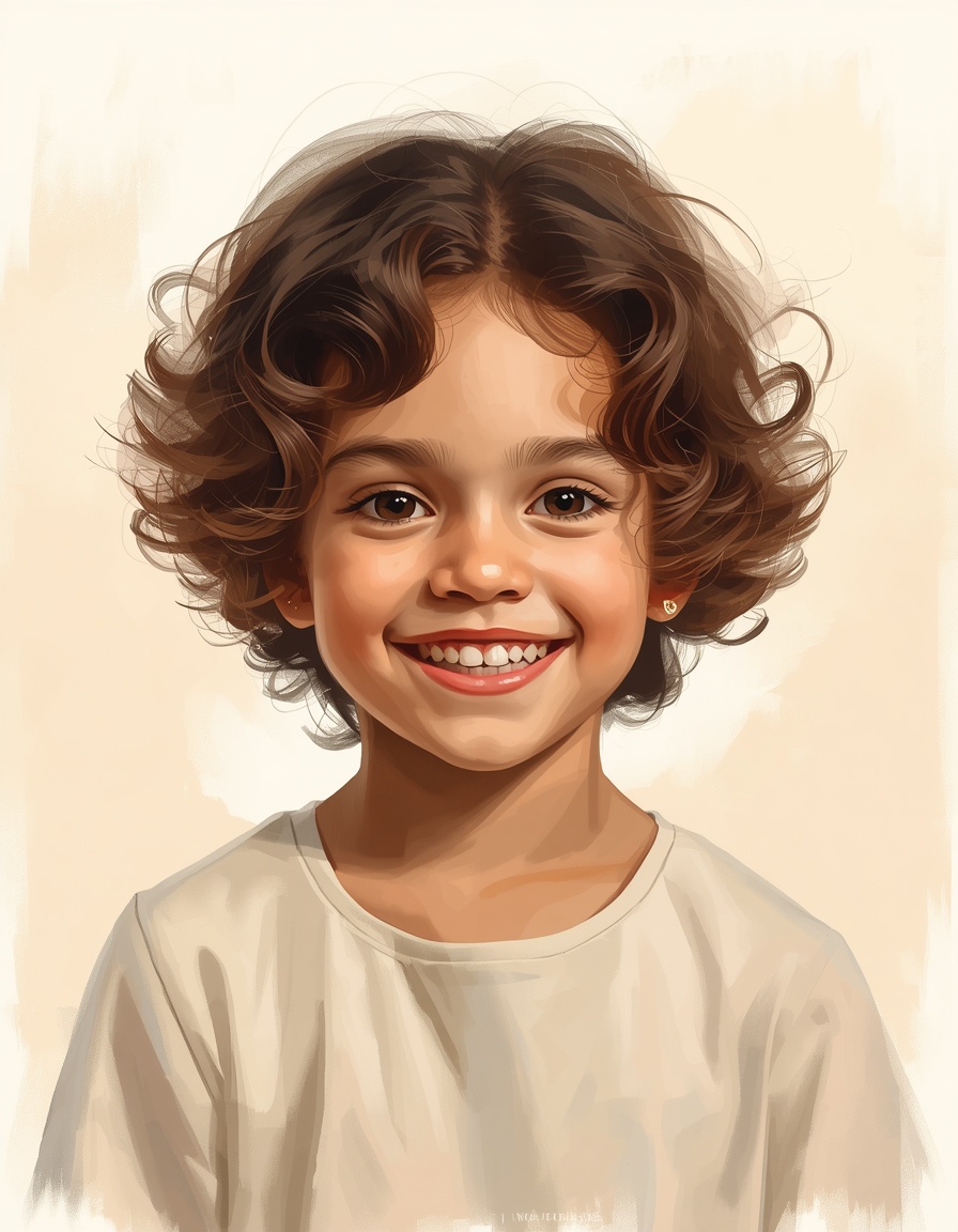 Personalized portrait of a smiling child