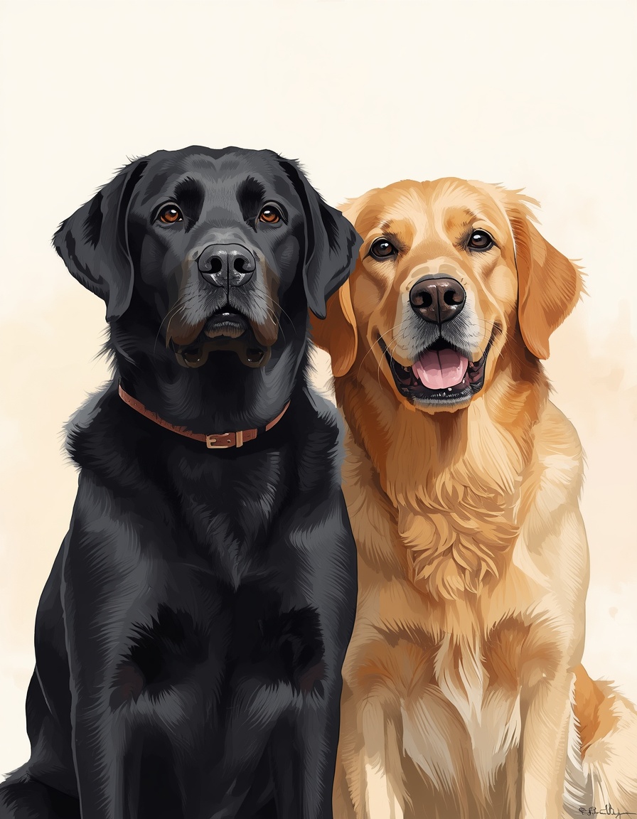 Personalized portrait of two dogs